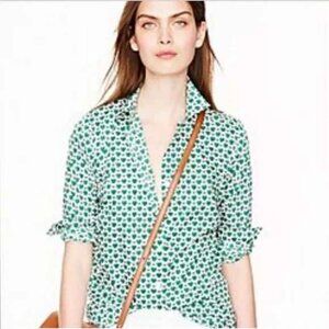 J. Crew Perfect Cotton Button Down Hearts and Bees - Size 2 EXCELLENT